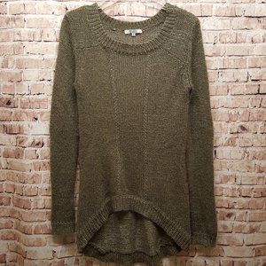 BB Dakota Pullover Sweater Brown Textured Long Sleeve Hi-Low Size Small